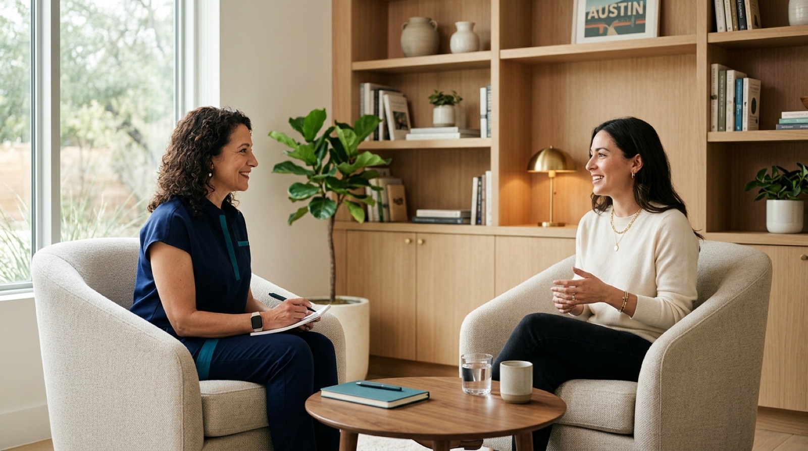 Concierge physician in an unhurried seated consultation